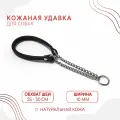 Ошейник-удавка для маленьких собак из натуральной кожи (обхват 25-30 см/черный цвет)