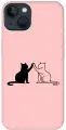Силиконовый чехол на Apple iPhone 13 Mini / Эпл Айфон 13 мини с рисунком Cats Soft Touch розовый