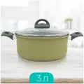 Кастрюля 3 л алюминиевая с крышкой и антипригарным покрытием