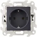 Механизм розетки 1-м СП Simon24 Push&Go 16А IP20 2P+E без защ. шторок графит Simon 2420434-038 (3шт. в упак.)