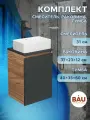 Комплект для ванной, 3 предмета (тумба Bau Dream 40, графит + раковина санфаянс накладная BAU Hotel mini 37х23, смеситель высокий Hotel Black)
