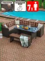 Угловой комплект для обеда и отдыха из искусственного ротанга Римини-7 (Rimini-7), шоколад