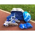 Набор ролики раздвижные + защита размер 26-29 , колеса гелевые , алюминевая рама синий