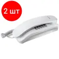 Комплект 2 шт, Телефон проводной Texet ТХ-215, повторный набор, компактный размер, белый