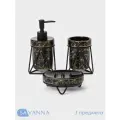Аксессуары для ванной SAVANNA Геометрика, 3 предмета, мыльница, дозатор для мыла 290 мл, стакан, чёрные