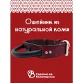 Ошейник с ручкой из натуральной кожи для собак крупных и средних пород. Цвет красный