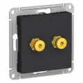 5 шт. Systeme Electric AtlasDesign Карбон Аудиорозетка двухместная, ATN001087
