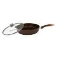 Сковорода 280/65мм с ручкой, стекл. крышкой, АП (кофейный мрамор) смк284а Алюминий литой с антипригарным покрытием KUKMARA