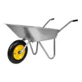 Тачка садовая одноколесная; грузоподъемность 90 кг, кузов 65 л; маневренная конструкция с оцинкованным корытом и усиленными ручками; для работы в саду и при строительстве