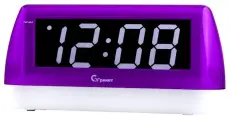 Будильник электронный сетевой светящийся белым светом гранат С-1848-Р(бел) размер 22,5х10,5 см