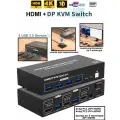КВМ Переключатель на 2 Монитора KVM Switch HDMI-DP-USB поддержка 4К/60HZ, HDMI 2.0, DP 1.2, USB 3.0