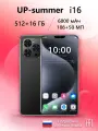 Смартфон i16 Black, с разблокировкой по лицу, AMOLED, 16+512 GB