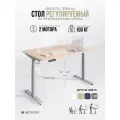 Стол компьютерный, 180х90 см, регулируемый по высоте, с электроприводом, высокий, двухмоторный, Ergostol Terra 3.0, Бежевый песок/серебристый, письменный с подъемным механизмом