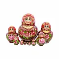 Матрешка Бусинка, красно-черная, фигурная, 10 мест, 15см (28112)