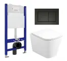 Комплект 3 в 1 инсталляция Enio Tecnico 50 EN8050050 + Унитаз подвесной Enio Binario EN4215896 + кнопка черная матовая Quadro