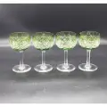 Набор из четырёх рюмок травянисто-зелёного оттенка, стекло, алмазная грань