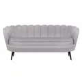 Прямой дизайнерский диван ракушка, Pearl triple grey, интерьерный, серый с черными ножками