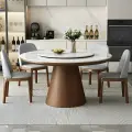 Круглый стол LaBrea, деревянный, поворотный, с поворотной вставкой, 130х150х80 см коричневый, с мраморной столешницей