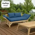 Диван-кушетка Нонтон Амбер, 174х76х87 см, велюр синий