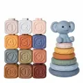 Развивающая игрушка Слоник, силиконовая пирамидка, звуковые эффекты, 19 элементов