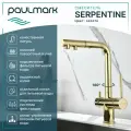 Смеситель для кухни с выдвижным изливом Paulmark SERPENTINE золото, с подключением фильтра питьевой воды, Se213222-G