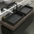 Раковина для ванной накладная 50 см, Uperwood Tanos Quartz, прямоугольная, черная, уголь