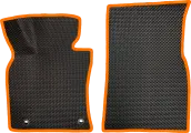 Коврики ЕВА для Toyota Camry XV70 (2017-2022) / Тойота Камри XV70 / Черные соты / Оранжевый кант / Комплект 2 шт.