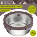 Ланч-бокс стальной со стеклянной крышкой, 1,5 л, сливовый, Smart Solutions, SFE-SS-LB-ST-GLS-PL-1.5