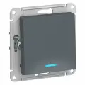 Выключатель электрический Systeme Electric Atlas Design 1-клавишный с подсветкой, 10А, 10 AX, Грифель ATN000713 - 2 шт.