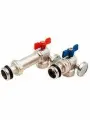 Кран шаровой угловой с полусгоном и термометром для коллекторных групп 1 / пара TIM арт. M329-4