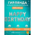 Надпись-гирлянда из воздушных шаров HAPPY BIRTHDAY в надутом виде для фотозоны -серебро 1шт