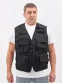Жилет мужской сетчатый черный разгрузочный строительный, для рыбалки, охоты, 5xl