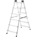 Лестница-стремянка двухсторонняя алюминиевая, нагрузка до 120 кг, высота площадки 123 см, 111406