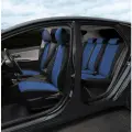 Комплект чехлов Автопилот Алькантара ромб Hyundai Creta II с 21г. (с подлокотником) Черный + Синий