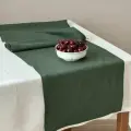Дорожка для стола из умягчённого льна LenJuLen, 40x150 см, зелёная