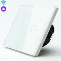 Cенсорный Wi-Fi выключатель с Алисой, 2 клавиши 1 пост, (2G) стекло 86х86мм цвет белый