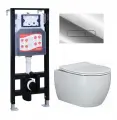 Комплект 3 в 1 инсталляция ESBANO FRAM + Унитаз подвесной Ceramica Nova Play CN3001 + кнопка хром глянцевая