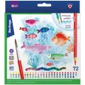 Карандаши акварельные 72 цвета Berlingo SuperSoft. Рыбки (L=180мм, D=7мм +кисть, 3гр) картон (SSA1772), 4 уп.