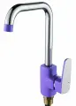 Смеситель на кухню Эверест B40-02720 с высоким изливом, картридж 35 мм, фиолетовый, крепление гайка