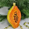 Irena-Co елочная игрушка, стекло Папайя (9х5х3,5см)