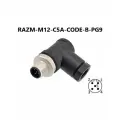RAZM-M12-C5A-CODE-B-PG9 разъём М12 B-coding 5 pin угловой / вилка (папа) / PG9 (4-8 мм диаметр под кабель)