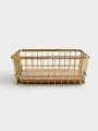 Корзина для хранения, 19х19 см, металл/дерево, квадратная, золотистая, Twist gold