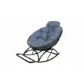 Кресло папасан-качалка мини с ротангом черное, серая подушка