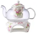 Чайник - Нежный Прованс, чайник 600мл, нагреватель, стекло, фарфор.