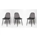 La Room Стулья для кухни, 3 шт. DC-5541, графит, велюр, для школы и дома, антивандальный