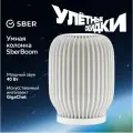 Умная колонка SberBoom белый (40W,2 динамика,4 микр, WiFi 2.4-5 ГГц, BT 5.0, USB Type-C, голос. Салют)