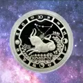 Серебряная монета 2000 франков. Знак зодиака Козерог. Габон. 2014 г. ММД