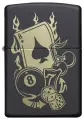 Зажигалка ZIPPO Gambling Design с покрытием Black Matte, латунь/сталь, чёрная, матовая, 38x13x57 мм