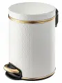 Ведро для мусора с педалью ромб белый, кант золото, 5л Geralis