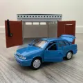 Гараж ретро и машинка ВАЗ 2115 (метал, 12 см, инерция, открытие 2-х дверей и багажника) - синяя